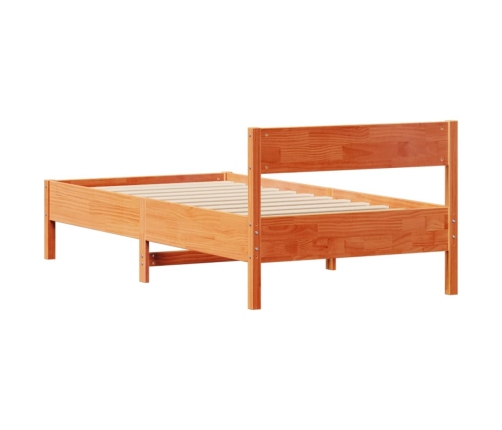 Cama sin colchón madera maciza de pino marrón cera 100x200 cm