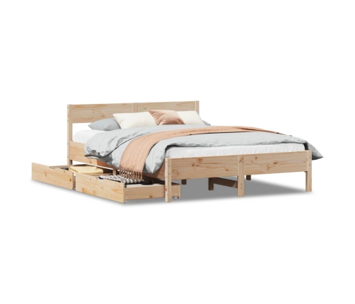 Estructura de cama sin colchón madera maciza de pino 140x190 cm