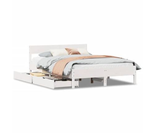 Estructura de cama sin colchón madera de pino blanca 140x190 cm
