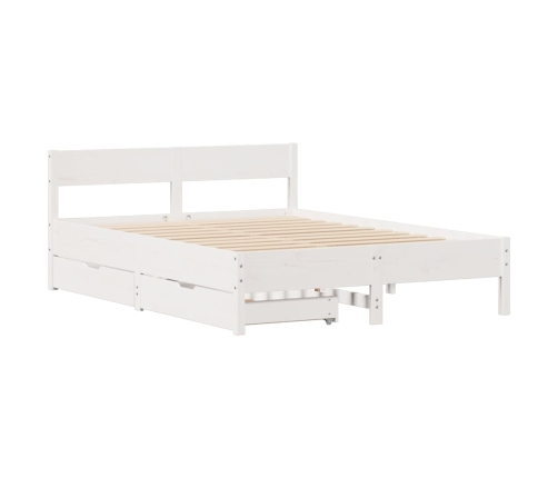 Estructura de cama sin colchón madera de pino blanca 140x190 cm