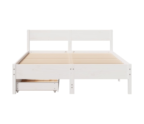 Estructura de cama sin colchón madera de pino blanca 140x190 cm