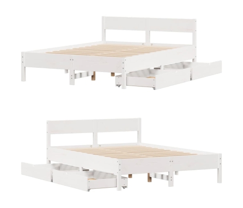 Estructura de cama sin colchón madera de pino blanca 140x190 cm