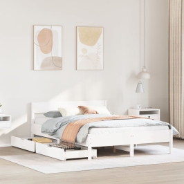 Estructura de cama sin colchón madera de pino blanca 140x190 cm