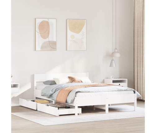 Estructura de cama sin colchón madera de pino blanca 140x190 cm