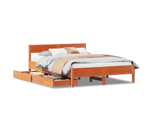 Estructura de cama sin colchón madera maciza marrón 135x190 cm