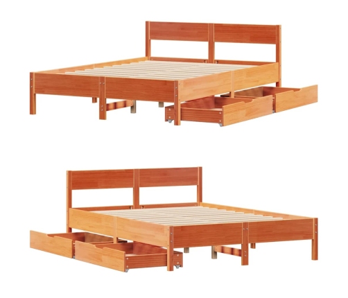 Estructura de cama sin colchón madera maciza marrón 135x190 cm