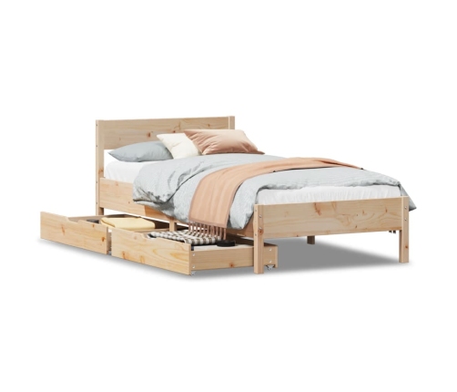 Estructura de cama sin colchón madera maciza de pino 90x190 cm