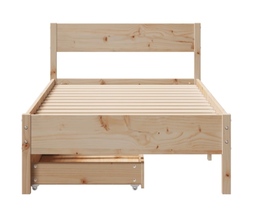 Estructura de cama sin colchón madera maciza de pino 90x190 cm