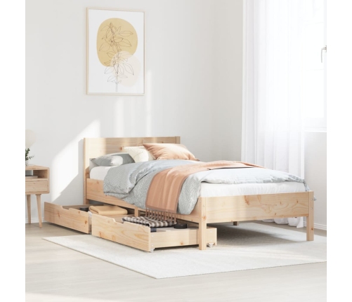 Estructura de cama sin colchón madera maciza de pino 90x190 cm