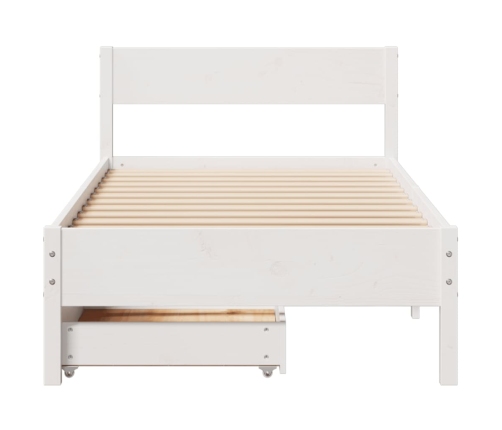 Estructura de cama sin colchón madera maciza blanca 90x190 cm