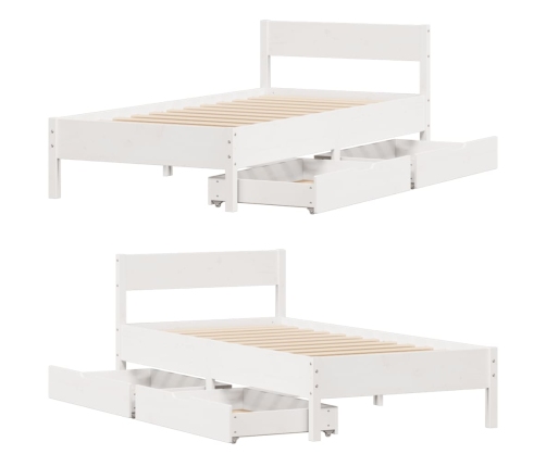 Estructura de cama sin colchón madera maciza blanca 90x190 cm