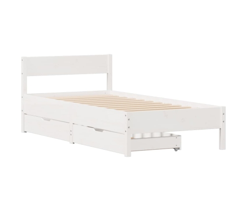 Estructura de cama sin colchón madera maciza blanca 75x190 cm