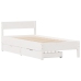 Estructura de cama sin colchón madera maciza blanca 75x190 cm