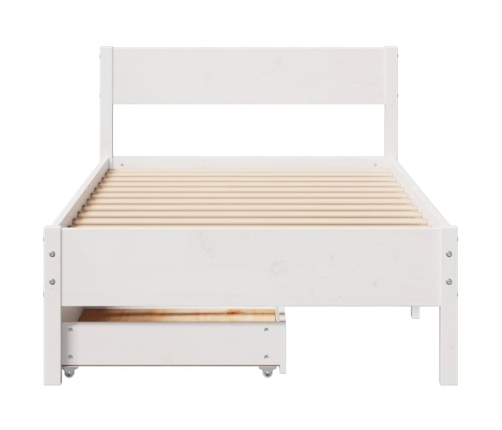 Estructura de cama sin colchón madera maciza blanca 75x190 cm