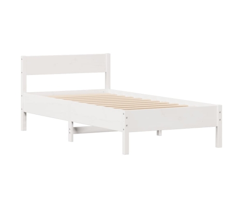 Estructura de cama sin colchón madera maciza blanca 75x190 cm