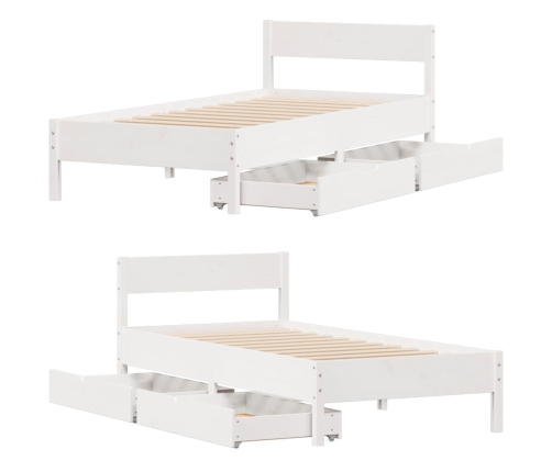 Estructura de cama sin colchón madera maciza blanca 75x190 cm