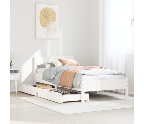 Estructura de cama sin colchón madera maciza blanca 75x190 cm