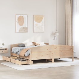 Estructura de cama sin colchón madera maciza de pino 200x200 cm