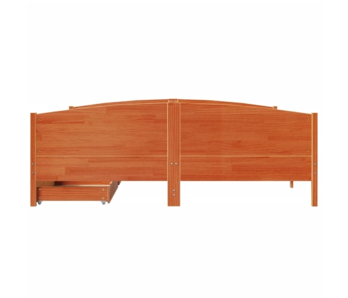 Cama sin colchón madera maciza de pino marrón cera 200x200 cm