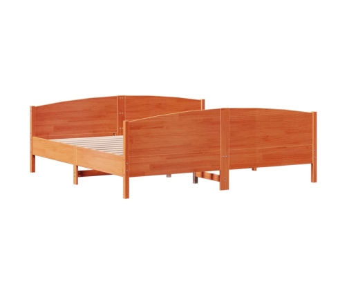 Cama sin colchón madera maciza de pino marrón cera 200x200 cm