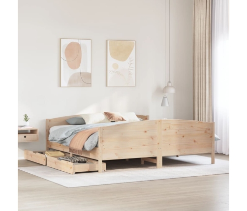 Estructura de cama sin colchón madera maciza de pino 180x200 cm