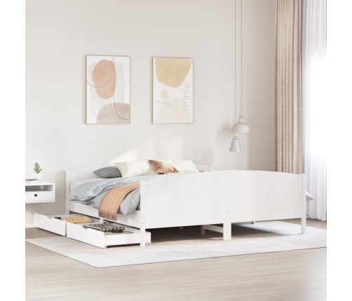 Cama sin colchón madera maciza de pino blanca 180x200 cm