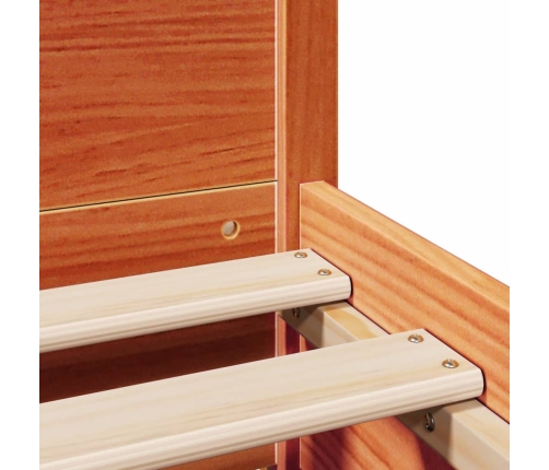 Cama sin colchón madera maciza de pino marrón cera 180x200 cm
