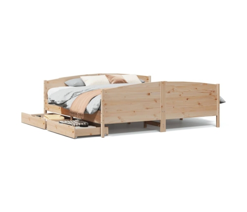 Estructura de cama sin colchón madera maciza de pino 160x200 cm