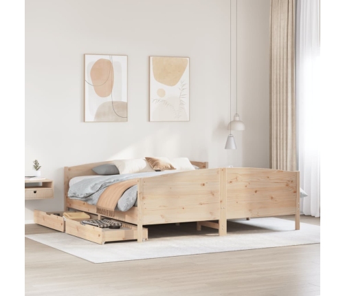 Estructura de cama sin colchón madera maciza de pino 160x200 cm