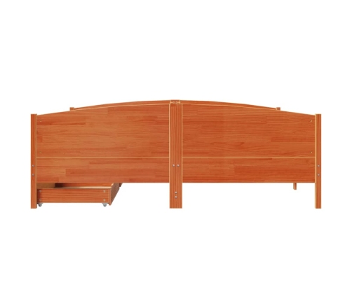 Cama sin colchón madera maciza de pino marrón cera 160x200 cm