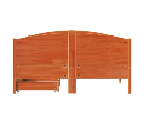 Cama sin colchón madera maciza de pino marrón cera 140x200 cm