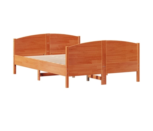 Cama sin colchón madera maciza de pino marrón cera 140x200 cm