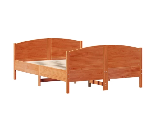 Cama sin colchón madera maciza de pino marrón cera 140x200 cm