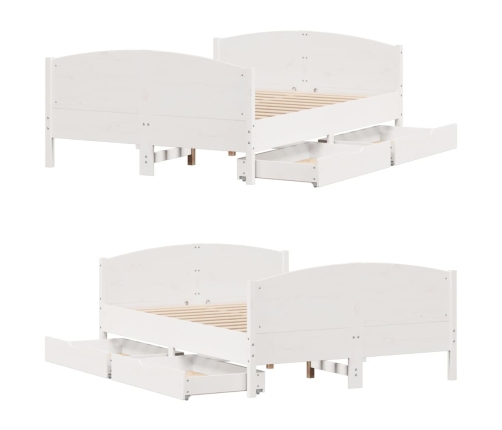 Estructura de cama sin colchón madera de pino blanca 140x190 cm