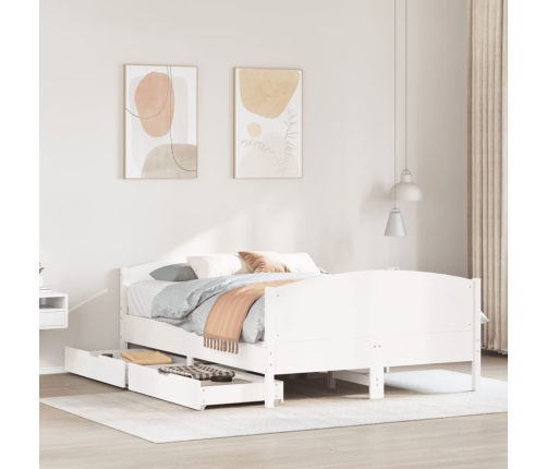 Estructura de cama sin colchón madera de pino blanca 140x190 cm