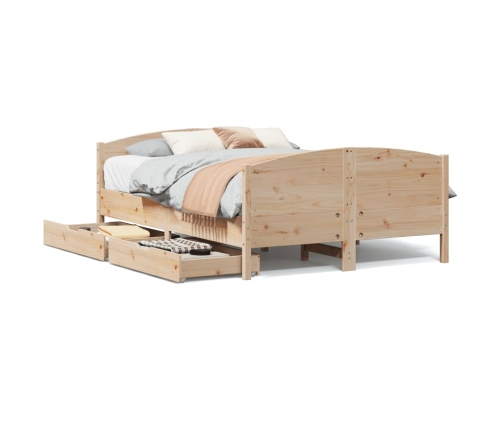 Estructura de cama sin colchón madera maciza de pino 135x190 cm