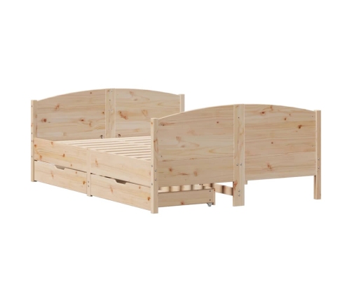 Estructura de cama sin colchón madera maciza de pino 135x190 cm