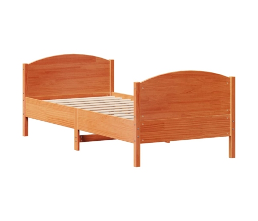 Cama sin colchón madera maciza de pino marrón cera 100x200 cm