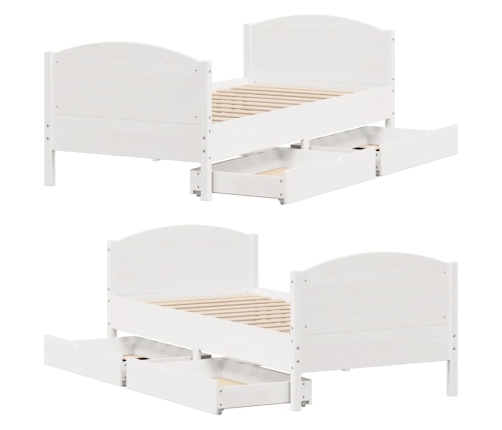 Estructura de cama sin colchón madera maciza blanca 90x190 cm