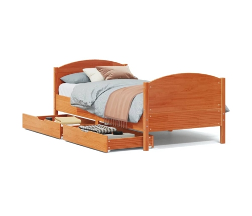 Estructura de cama sin colchón madera maciza marrón 90x190 cm