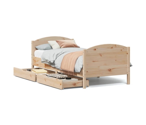 Estructura de cama sin colchón madera maciza pino 75x190 cm