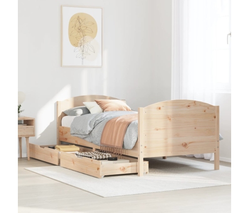 Estructura de cama sin colchón madera maciza pino 75x190 cm