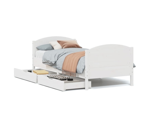 Estructura de cama sin colchón madera maciza blanca 75x190 cm