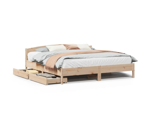 Estructura de cama sin colchón madera maciza de pino 200x200 cm