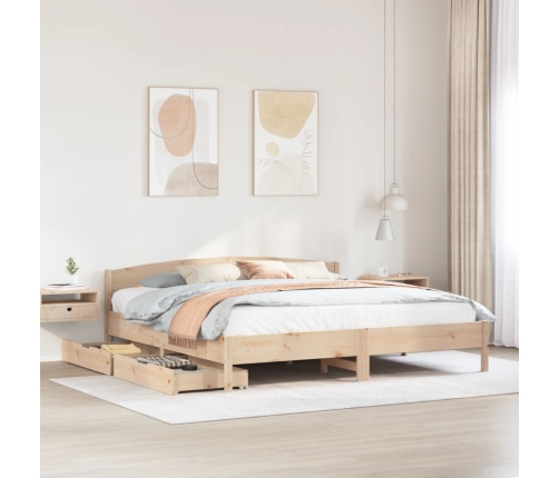 Estructura de cama sin colchón madera maciza de pino 200x200 cm