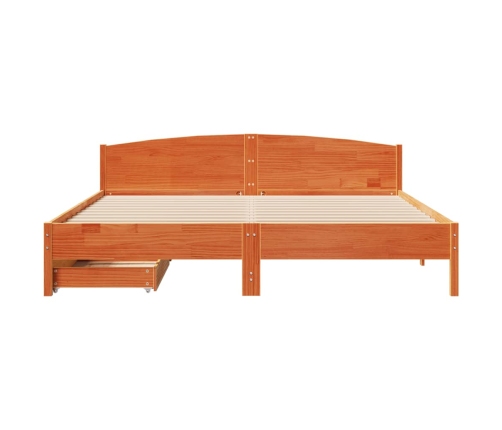 Cama sin colchón madera maciza de pino marrón cera 180x200 cm