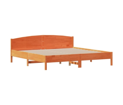 Cama sin colchón madera maciza de pino marrón cera 180x200 cm