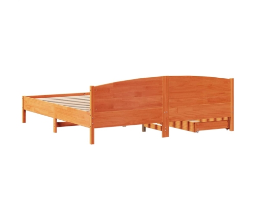 Cama sin colchón madera maciza de pino marrón cera 180x200 cm