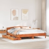 Cama sin colchón madera maciza de pino marrón cera 180x200 cm