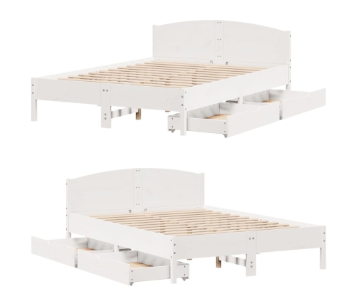 Estructura de cama sin colchón madera de pino blanca 150x200 cm